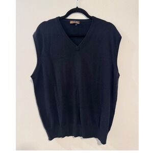 Loro Piana Mens Black 100% Cashmere V-Neck Sweater Vest Made in Italy